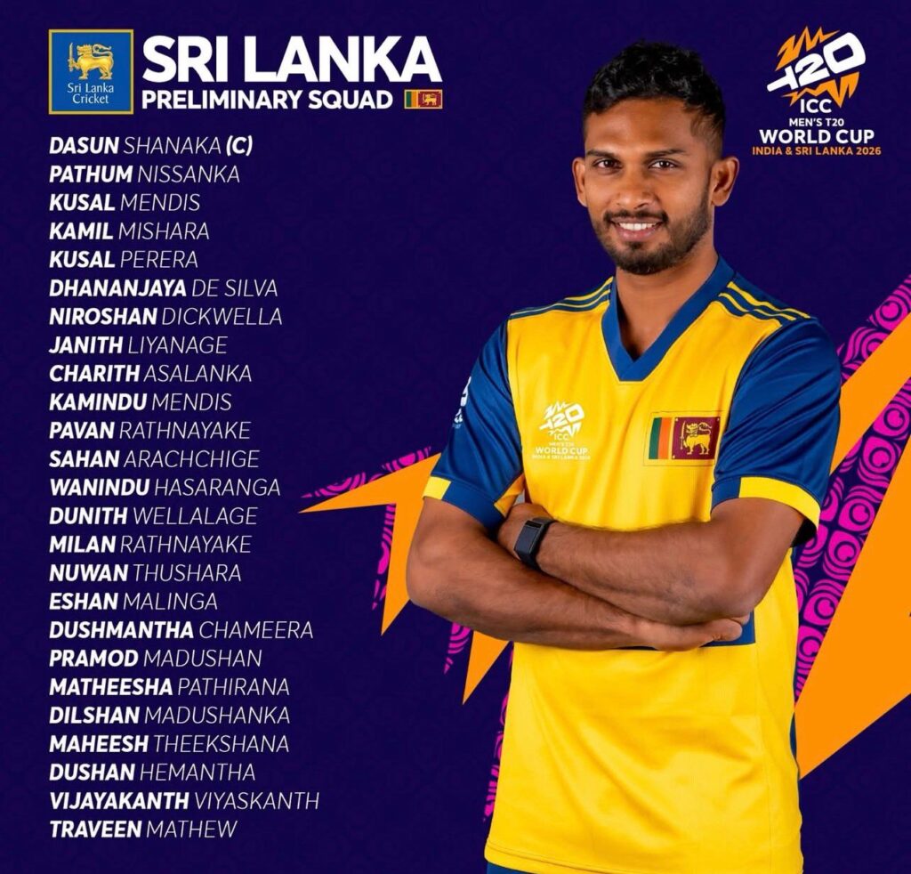 Dasun Shanaka's Sri Lanka Squad for T20 World Cup 2026 Revealed